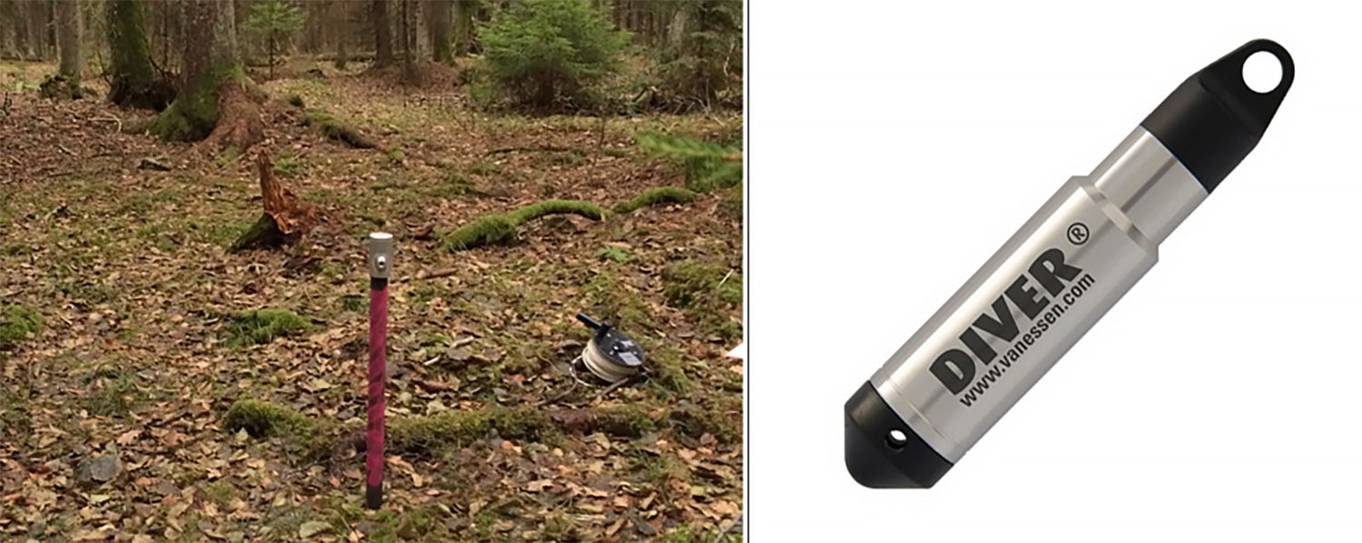 Bild på grundvattenrör och nivålogger